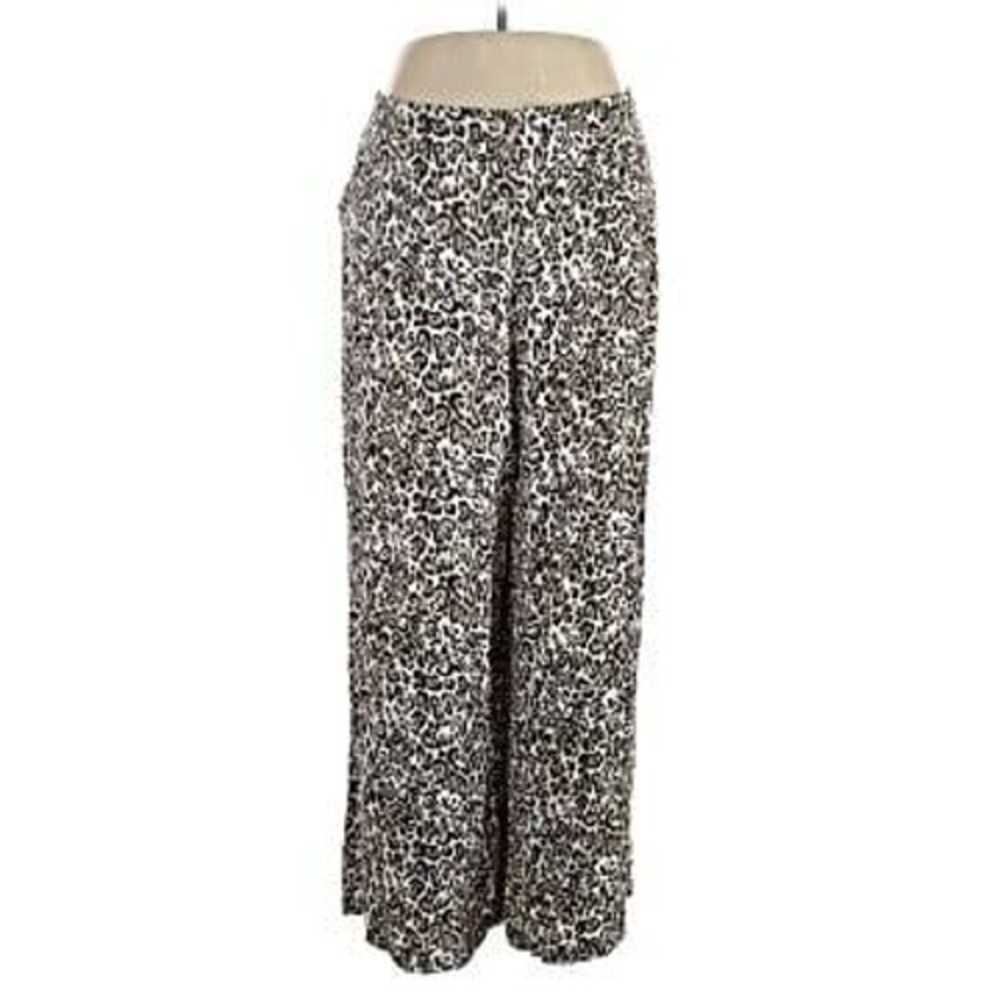 Maeve Anthropologie Leopard Print Wide Leg Pants Womens High Rise Animal Flowy L